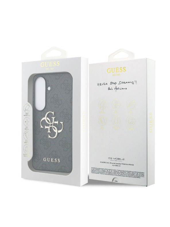 Guess Guess PU 4G Metal Logo Stražnji Poklopac za Samsung Galaxy S26 Grey