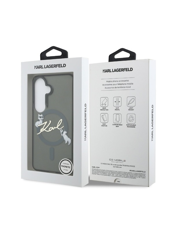 Karl Lagerfeld Karl Lagerfeld IML Choupette Karl Script Logo Magnetic Zadnja Futrola za Samsung Galaxy S26 Black
