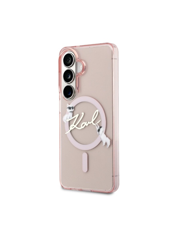 Karl Lagerfeld Karl Lagerfeld IML Choupette Karl Script Logo Magnetic Zadnja Futrola za Samsung Galaxy S26 Pink