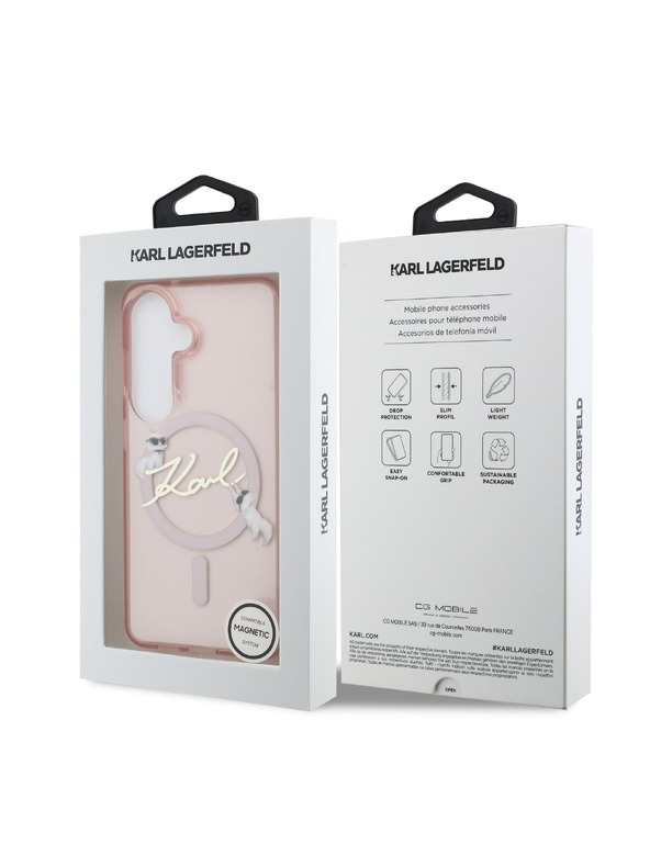 Karl Lagerfeld Karl Lagerfeld IML Choupette Karl Script Logo Magnetic Zadnja Futrola za Samsung Galaxy S26 Pink