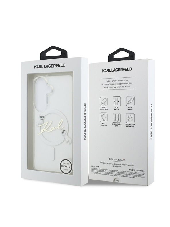 Karl Lagerfeld Karl Lagerfeld IML Choupette Karl Script Logo Magnetic Zadnja Futrola za Samsung Galaxy S26 Transparent
