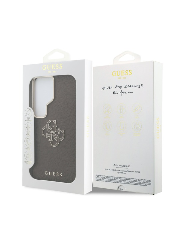 Guess Guess PU Grained 4G Resin Metal Logo Zadnja Futrola za Samsung Galaxy S26 Ultra Brown