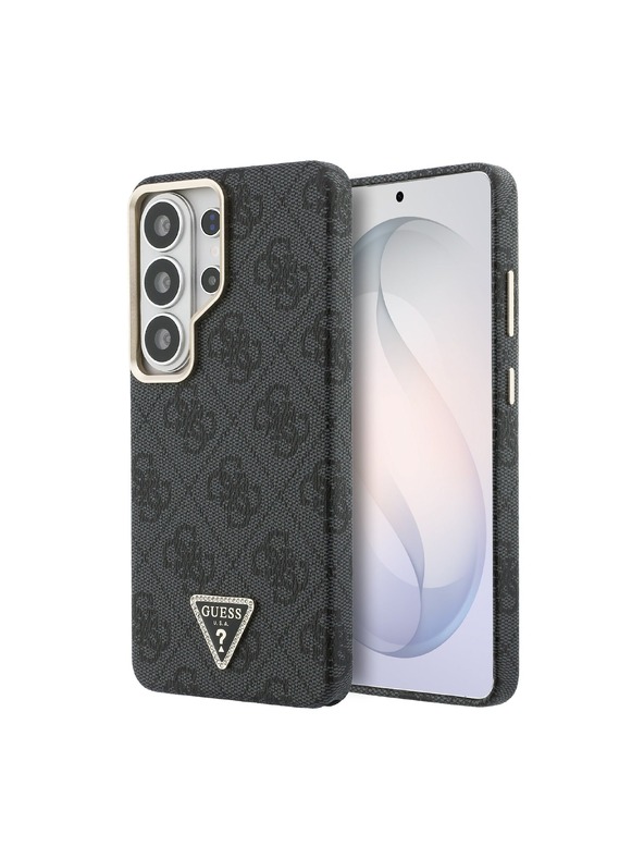 Guess Guess PU Leather 4G Strass Triangle Logo Gold Frame Magnetic Zadnja Futrola za Samsung Galaxy S26 Ultra Black