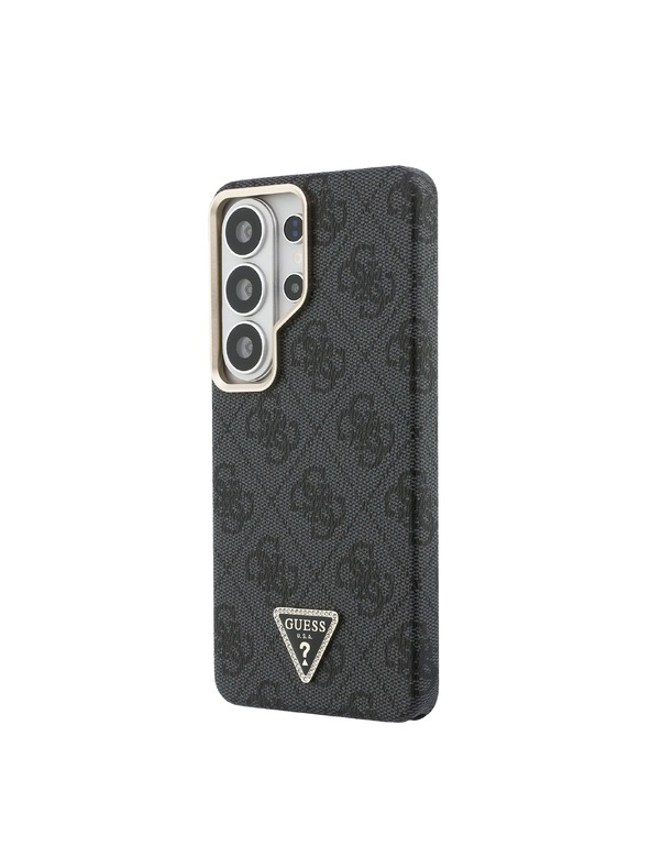 Guess Guess PU Leather 4G Strass Triangle Logo Gold Frame Magnetic Zadnja Futrola za Samsung Galaxy S26 Ultra Black