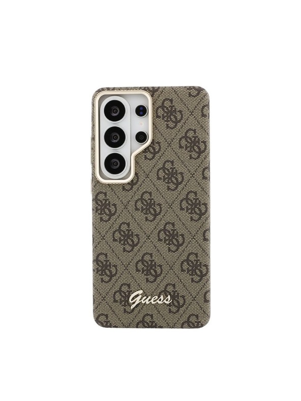 Guess Guess PU 4G Script Metal Logo Magnetic Zadnja Futrola za Samsung Galaxy S26 Ultra Brown