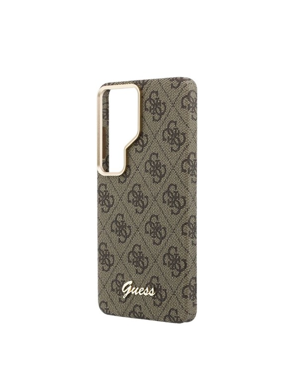 Guess Guess PU 4G Script Metal Logo Magnetic Zadnja Futrola za Samsung Galaxy S26 Ultra Brown