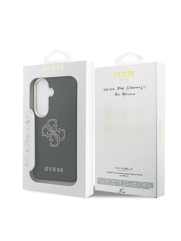Guess Guess PU Grained 4G Resin Metal Logo Stražnji Poklopac za Samsung Galaxy S26+ Black