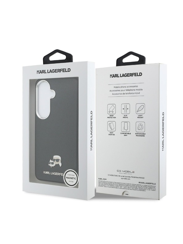 Karl Lagerfeld Karl Lagerfeld Grained PU Leather K&CH Heads Magnetic Stražnji Poklopac za Samsung Galaxy S26+ Black