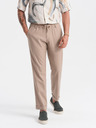 Ombre Clothing Muške chino hlače sa zavrnenim nogavicama i primjesom lana – bež V3 P1522 Ombre Clothing