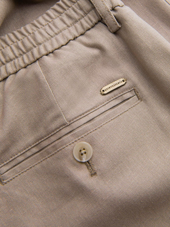 Ombre Clothing Muške chino hlače sa zavrnenim nogavicama i primjesom lana – bež V3 P1522 Ombre Clothing
