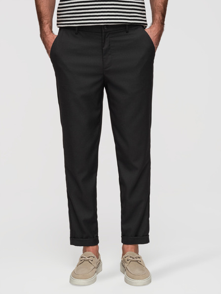 Ombre Clothing Muške chino hlače REGULAR FIT sa elastičnim strukom – crne V4 P1525 Ombre Clothing