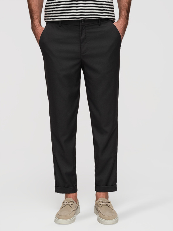 Ombre Clothing Muške chino hlače REGULAR FIT sa elastičnim strukom – crne V4 P1525 Ombre Clothing
