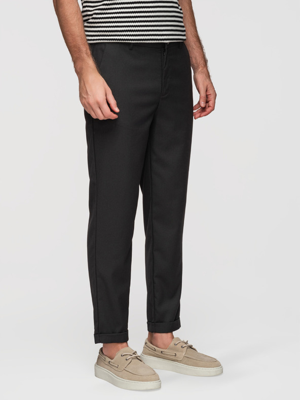 Ombre Clothing Muške chino hlače REGULAR FIT sa elastičnim strukom – crne V4 P1525 Ombre Clothing
