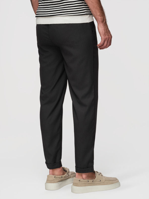 Ombre Clothing Muške chino hlače REGULAR FIT sa elastičnim strukom – crne V4 P1525 Ombre Clothing