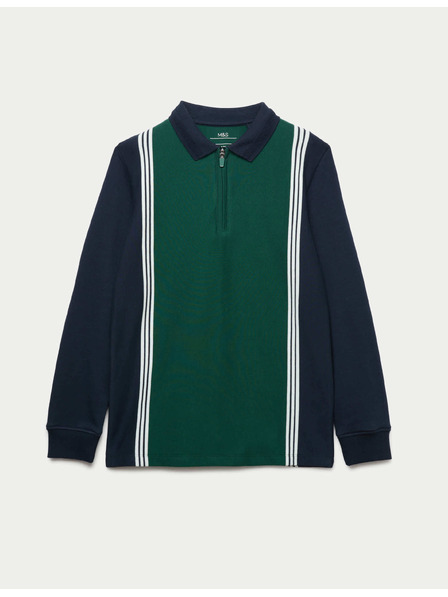 Marks & Spencer Polo majica s dugim rukavima od čistog pamuka (2-16 godina) Marks & Spencer zelena