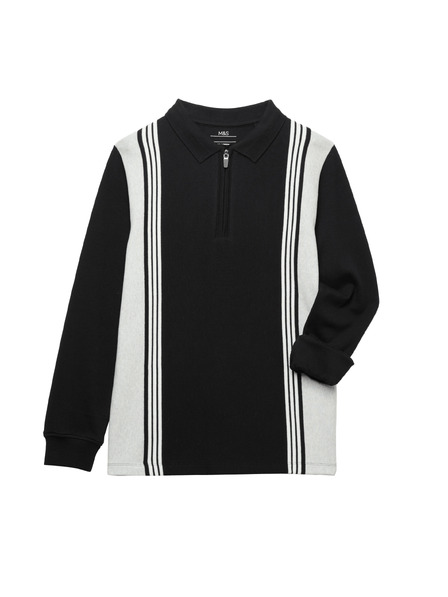 Marks & Spencer Polo majica s dugim rukavima od čistog pamuka (2-16 godina) Marks & Spencer crna