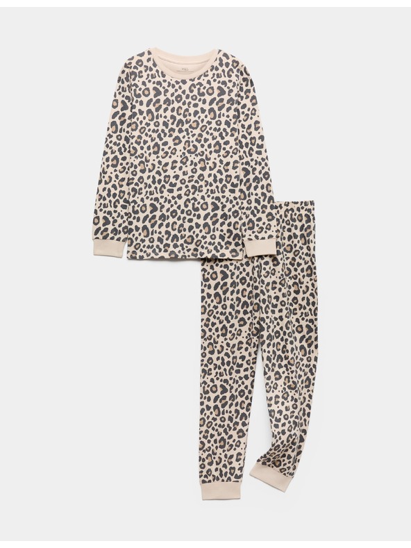 Marks & Spencer Pižama s leopardskim printom od čistog pamuka (12 mjeseci - 16 godina) Marks & Spencer krem