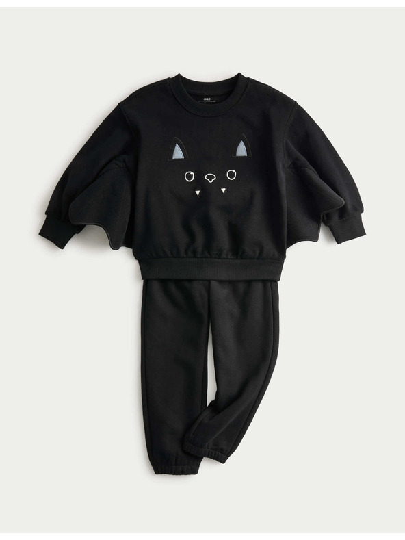Marks & Spencer 2dijeli halloween outfit sa šišmišem s visokim udjelom pamuka (2–8 godina) Marks & Spencer siva