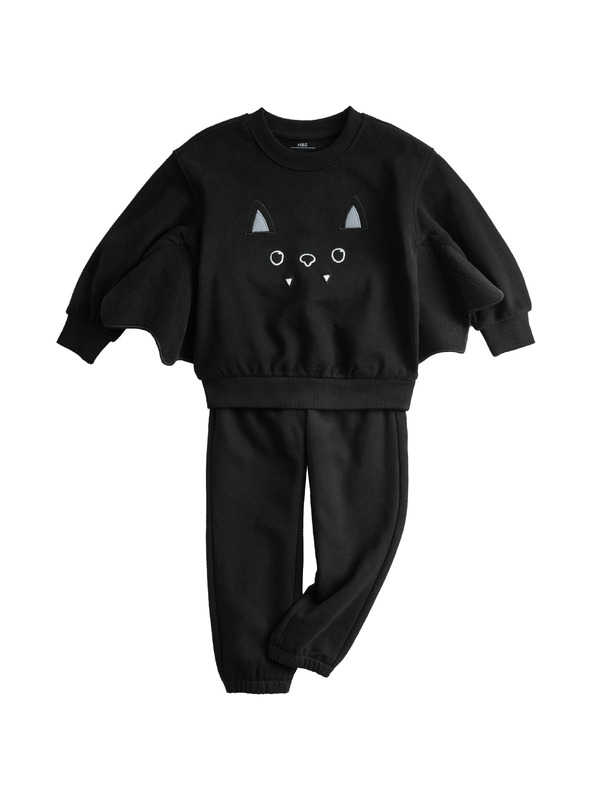Marks & Spencer 2dijeli halloween outfit sa šišmišem s visokim udjelom pamuka (2–8 godina) Marks & Spencer siva