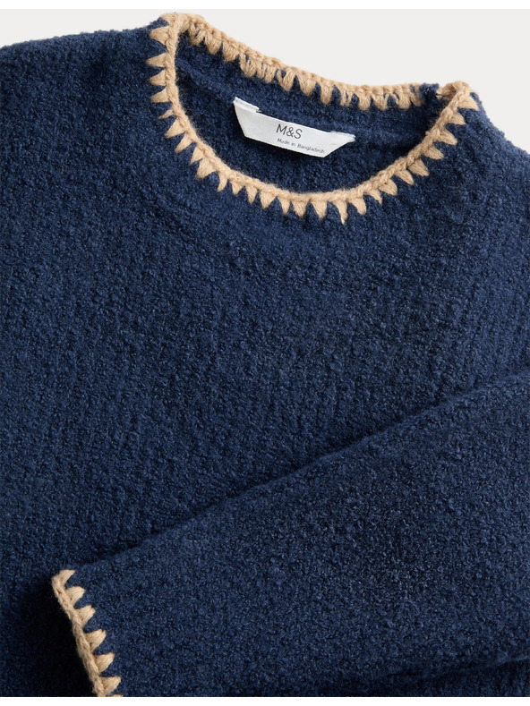 Marks & Spencer Pleteni pulover s okruglim izrezom (2–10 godina) Marks & Spencer mornarsko plava