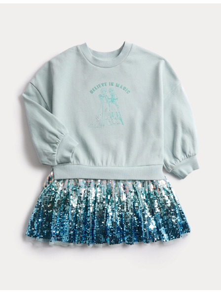 Marks & Spencer Haljina sa šljokicama s motivom Frozen Kingdom™, s visokim udjelom pamuka (2–8 godina) Marks & Spencer plava