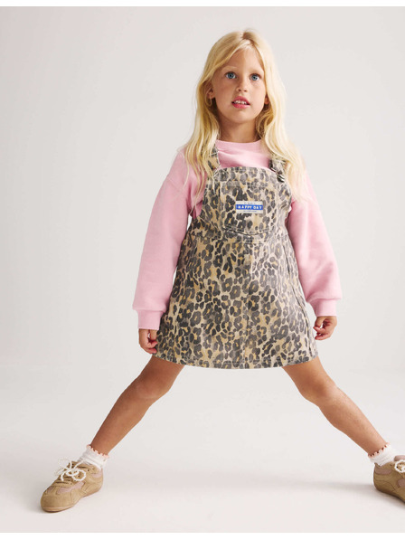 Marks & Spencer Dvudjelni traper outfit Leopard Pinny (2–8 godina) Marks & Spencer smeđa