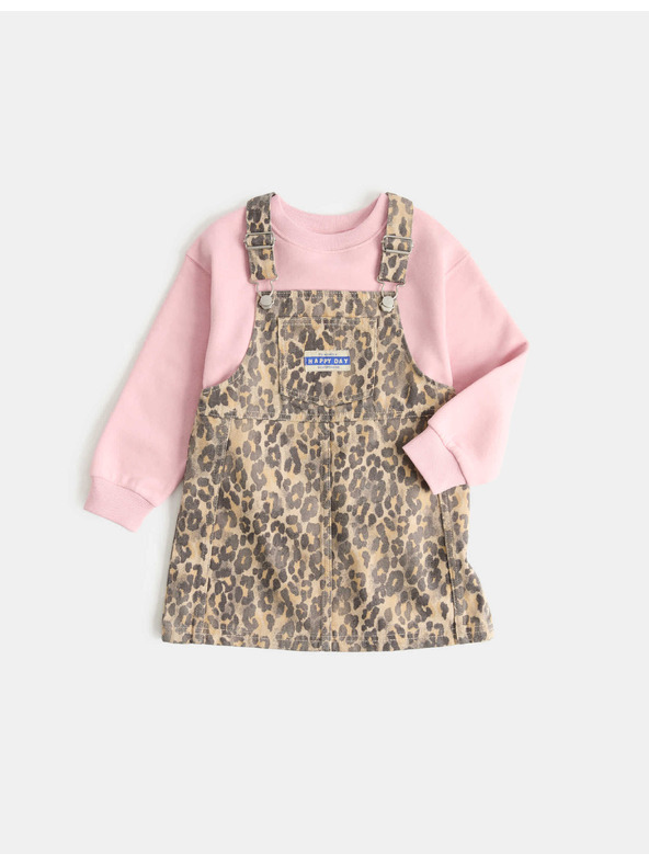 Marks & Spencer Dvudjelni traper outfit Leopard Pinny (2–8 godina) Marks & Spencer smeđa