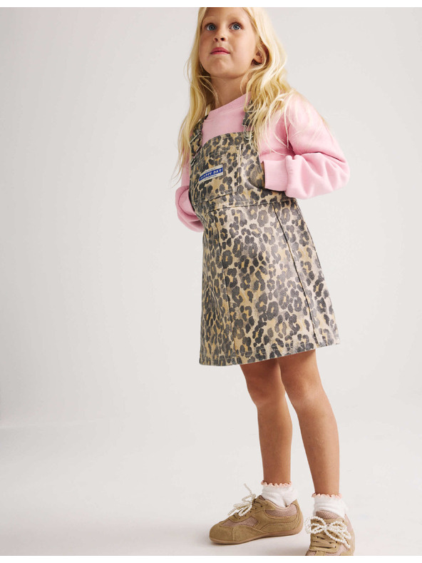Marks & Spencer Dvudjelni traper outfit Leopard Pinny (2–8 godina) Marks & Spencer smeđa