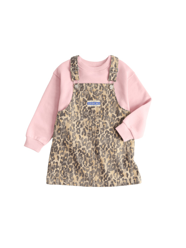 Marks & Spencer Dvudjelni traper outfit Leopard Pinny (2–8 godina) Marks & Spencer smeđa