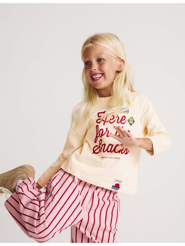Marks & Spencer Top od čistog pamuka s natpisom "For The Snacks" (2–8 godina) Marks & Spencer krem