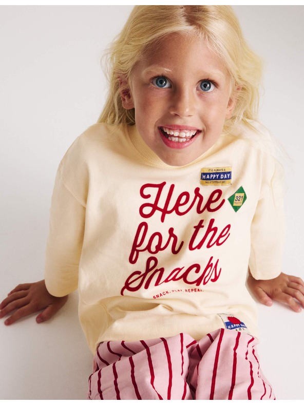 Marks & Spencer Top od čistog pamuka s natpisom "For The Snacks" (2–8 godina) Marks & Spencer krem