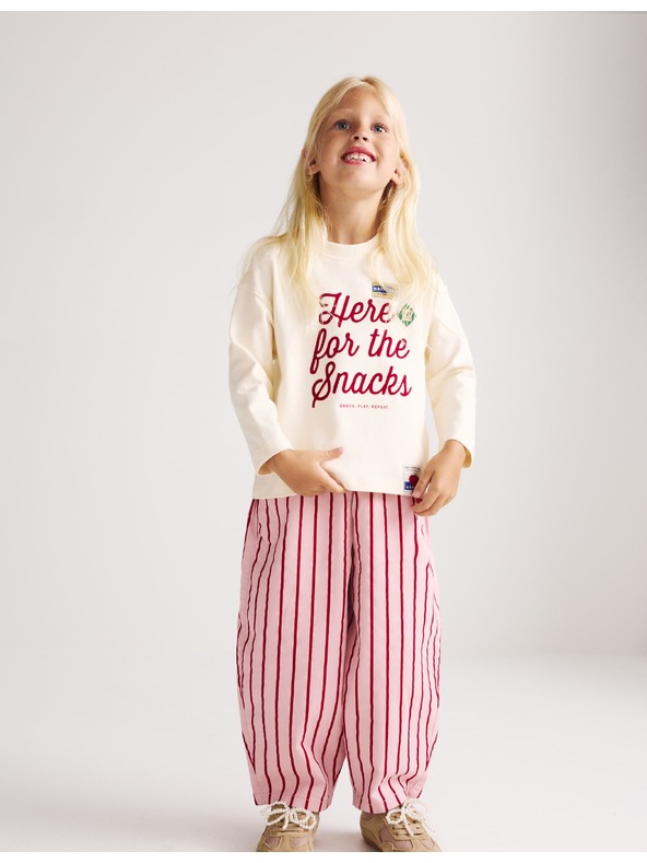 Marks & Spencer Top od čistog pamuka s natpisom "For The Snacks" (2–8 godina) Marks & Spencer krem