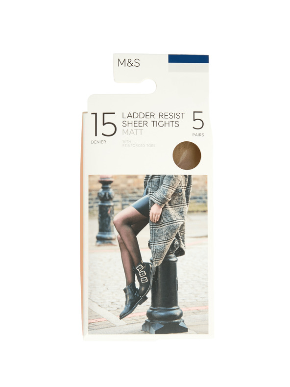 Marks & Spencer Čvrste i mat čarape 15 DEN, 5 kom u pakiranju Marks & Spencer bež