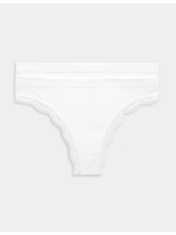 Marks & Spencer Besšavna tanga Jasmine s čipkastim rubom, 2 kom u pakiranju Marks & Spencer bijela