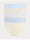 Marks & Spencer Čipkaste bikinijske gaće od pamuka Lycra™ s printom, 5 kom Marks & Spencer plava