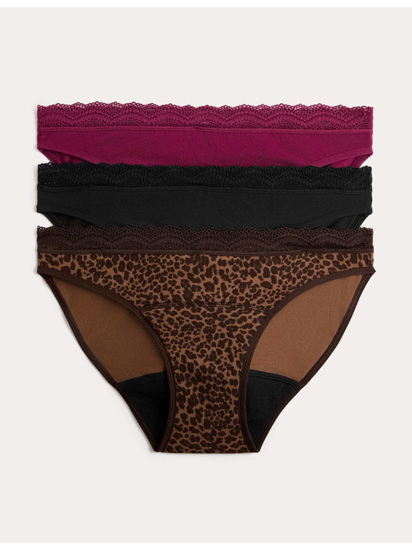 Marks & Spencer Menstrualne bikini gaće s visokim udjelom pamuka, 3 kom u pakiranju Marks & Spencer smeđa