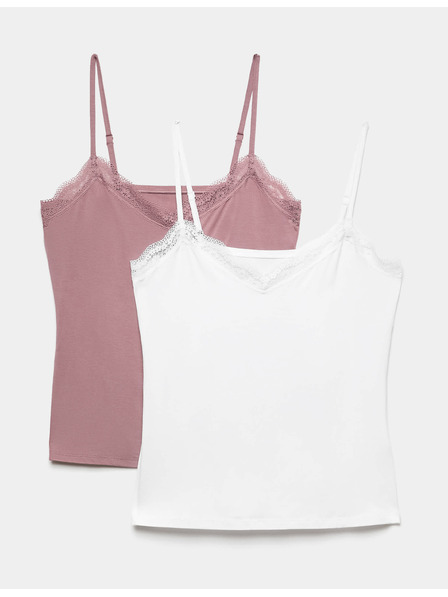 Marks & Spencer Set od 2 kom čipkastih majica s visokim udjelom modala i tehnologijom Flexifit™ i čipkom Marks & Spencer ružičasta