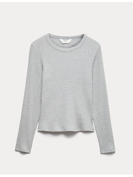 Marks & Spencer Pidžamska rebrastana majica s Cool Comfort™ tretmanom od pamuka i modala Marks & Spencer siva