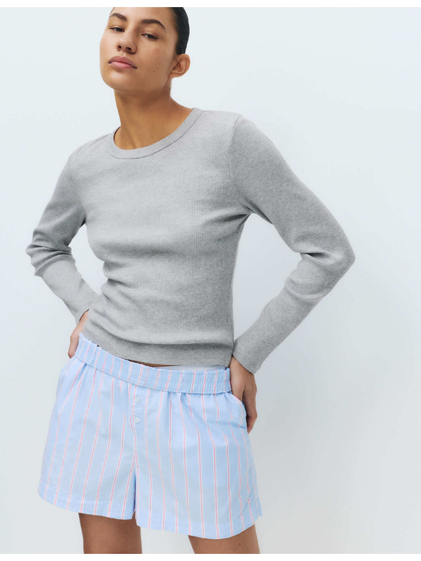 Marks & Spencer Pidžamska rebrastana majica s Cool Comfort™ tretmanom od pamuka i modala Marks & Spencer siva