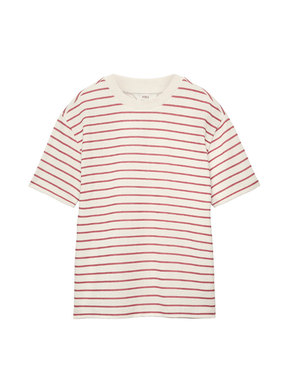 Marks & Spencer Majica Breton sa teksturom i visokim udjelom bavlne Marks & Spencer crvena