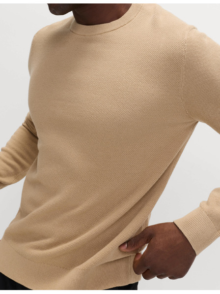 Marks & Spencer Tekstuirana sweater s okruglim izrezom od čistog pamuka Marks & Spencer bež