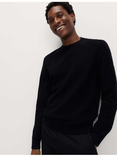 Marks & Spencer Tekstuirana sweater s okruglim izrezom od čistog pamuka Marks & Spencer crna