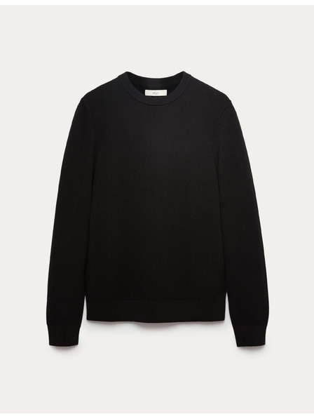 Marks & Spencer Tekstuirana sweater s okruglim izrezom od čistog pamuka Marks & Spencer crna