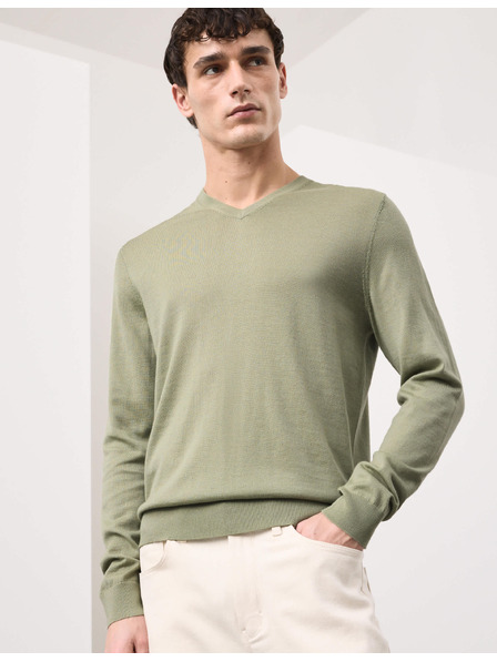 Marks & Spencer Sweater s V izrezom od čiste izuzetno fine merino vune Marks & Spencer zelena