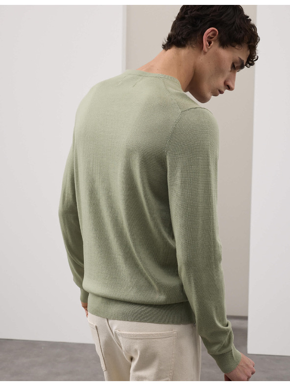 Marks & Spencer Sweater s V izrezom od čiste izuzetno fine merino vune Marks & Spencer zelena