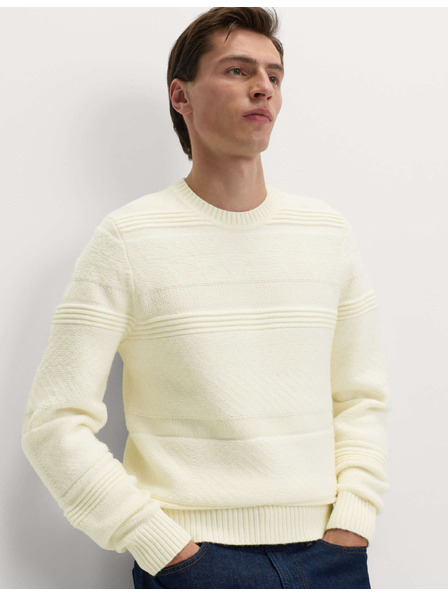 Marks & Spencer Tekstuirana sweater s okruglim izrezom s vunom Marks & Spencer kremasta