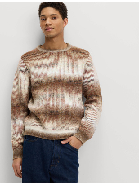 Marks & Spencer Prugasta Ombre sweater s okruglim izrezom i vunom Marks & Spencer smeđa