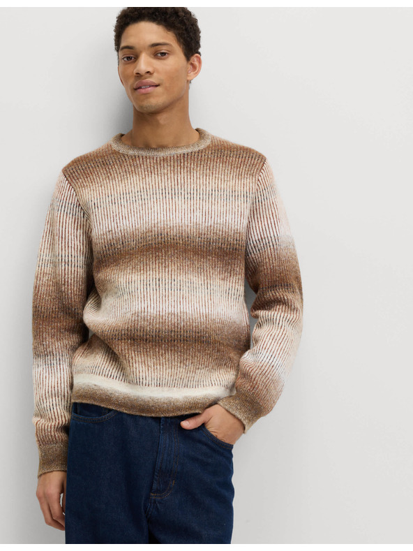Marks & Spencer Prugasta Ombre sweater s okruglim izrezom i vunom Marks & Spencer smeđa