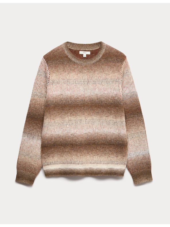 Marks & Spencer Prugasta Ombre sweater s okruglim izrezom i vunom Marks & Spencer smeđa