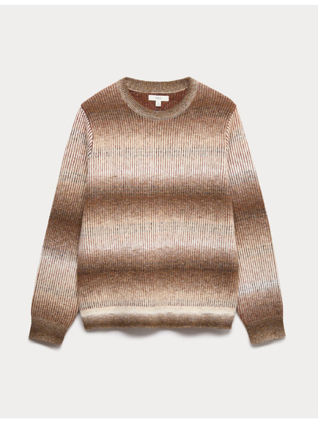 Marks & Spencer Prugasta Ombre sweater s okruglim izrezom i vunom Marks & Spencer smeđa